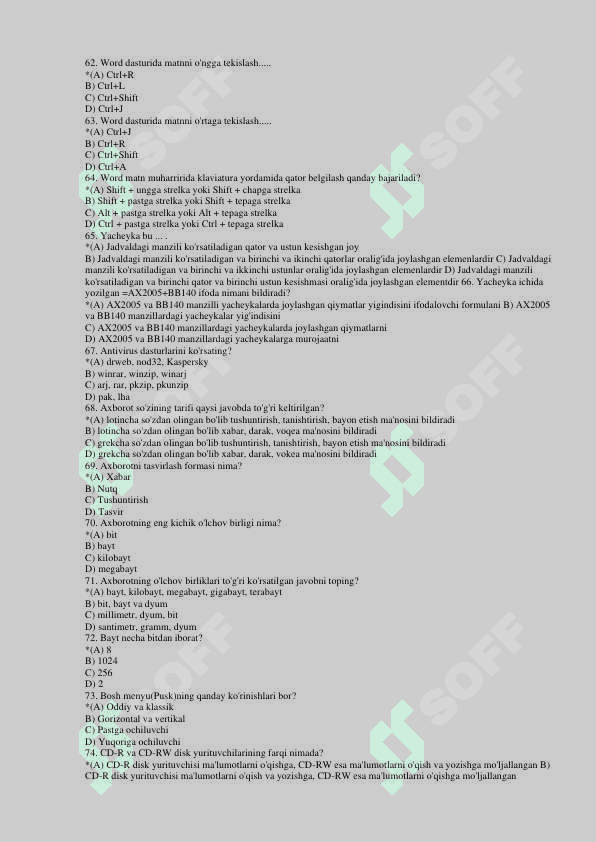Ta'limda axborot test javobi bilan Pedagogika 6