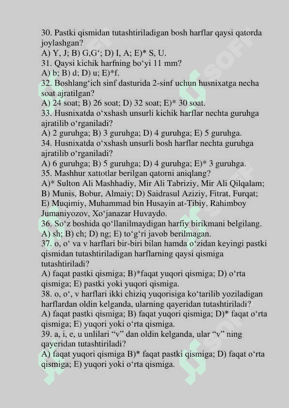 Husnixat fanidan test javoblari bilan Pedagogika 4