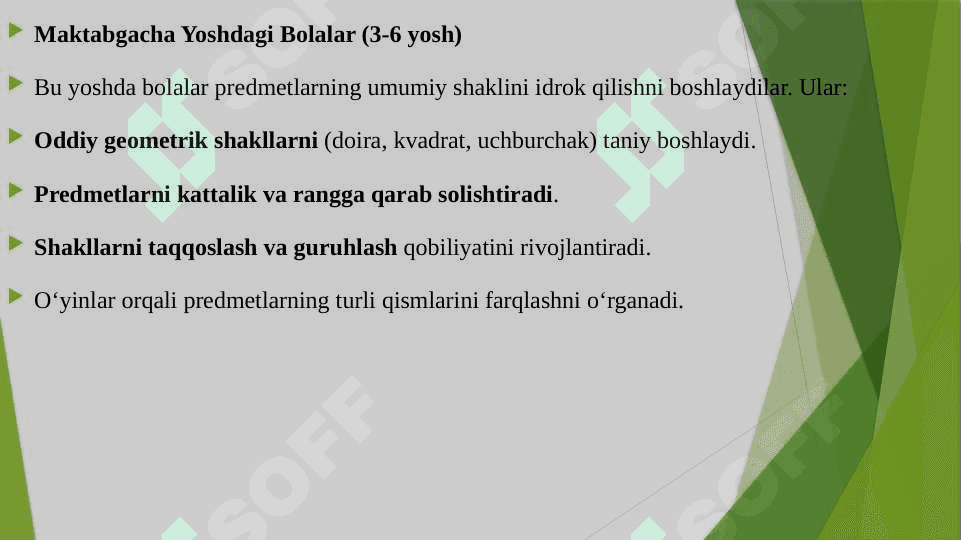 TURLI YOSHDAGI BOLALARDA PREDMETLAR SHAKLI VA ULARNING QISMLARINI TAHLIL QILISH MASHQ QILDIRISH MASHGʼULOT ISHLANMASI TUZISH 4