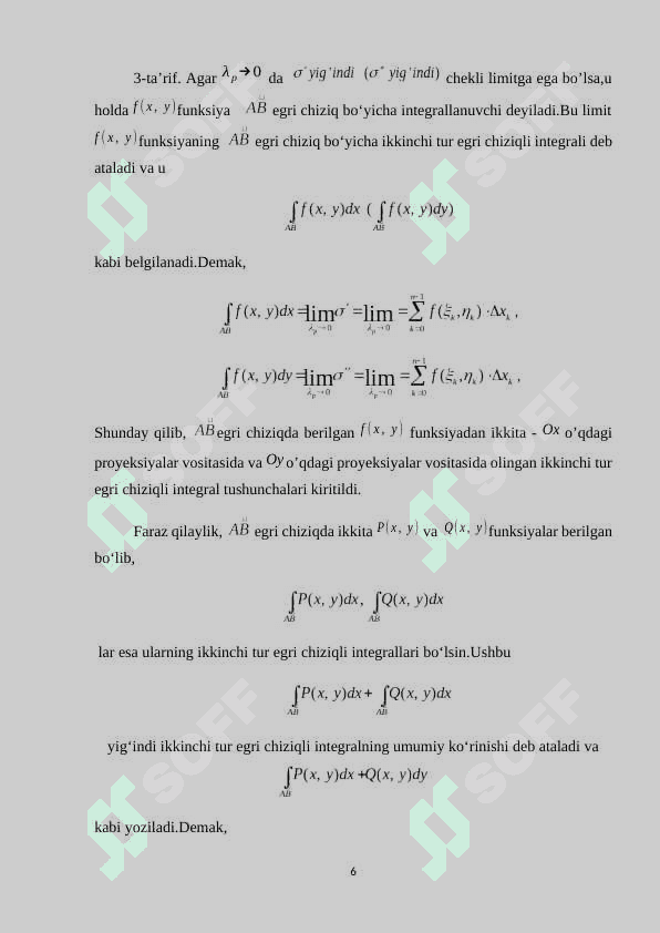 IKKINCHI TUR EGRI CHIZIQLI INTEGRALLAR 6