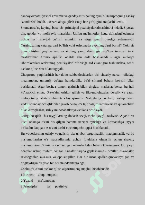 O‘ZINI NAMOYON QILA OLISH SAN’ATI 3