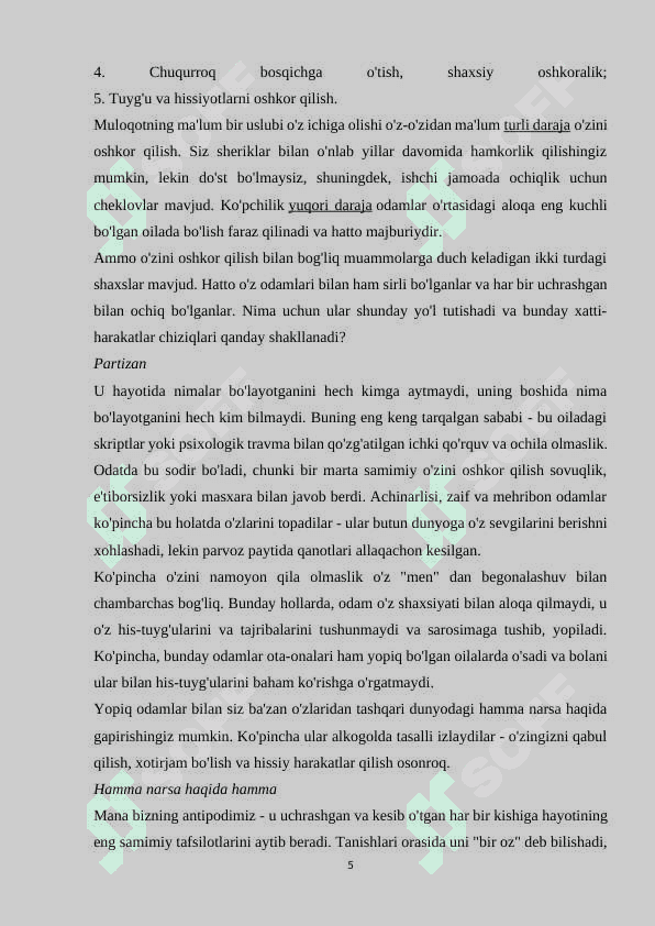 O‘ZINI NAMOYON QILA OLISH SAN’ATI 4