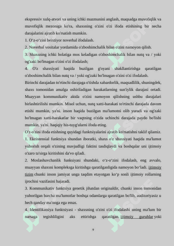 O‘ZINI NAMOYON QILA OLISH SAN’ATI 8