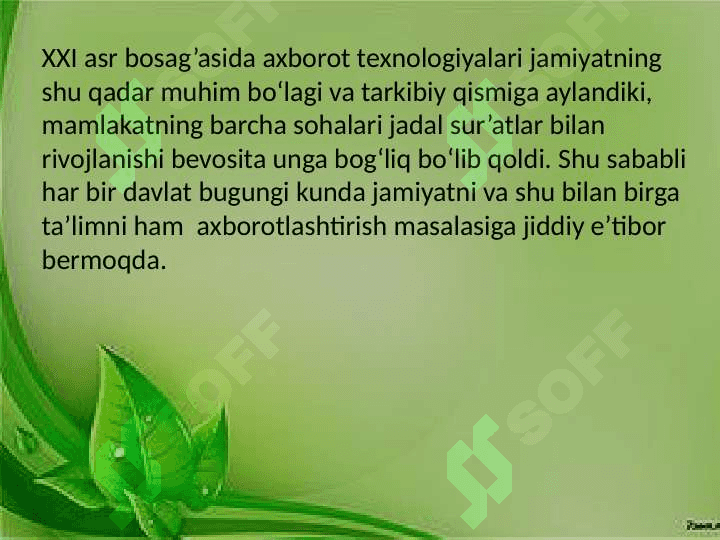 Jonajon òlkamiz tabiatini òrgatishda axborot texnologiyalardan foydalanishni òrgatish 4