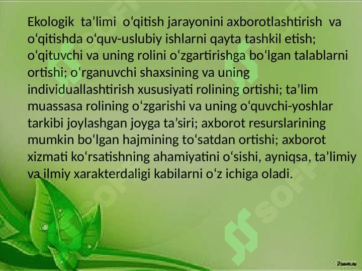 Jonajon òlkamiz tabiatini òrgatishda axborot texnologiyalardan foydalanishni òrgatish 6