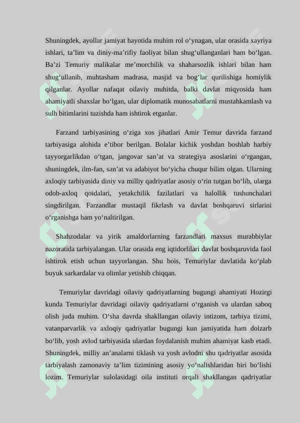 Amir Temur va Temuriylar sulolasi davrida oila tarbiyasi 7