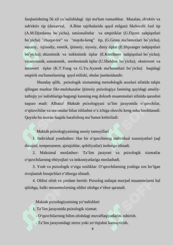 Ta’lim  tizimida psixologik xizmat maqsadi va vazifalari 8