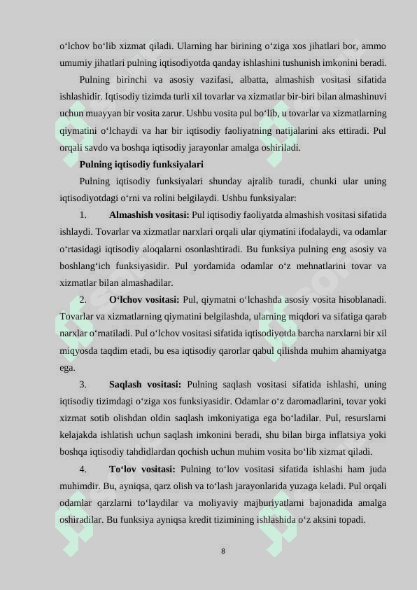 PUL MUOMALASI.KREDIT TIZIMI VA BANKLAR. 7