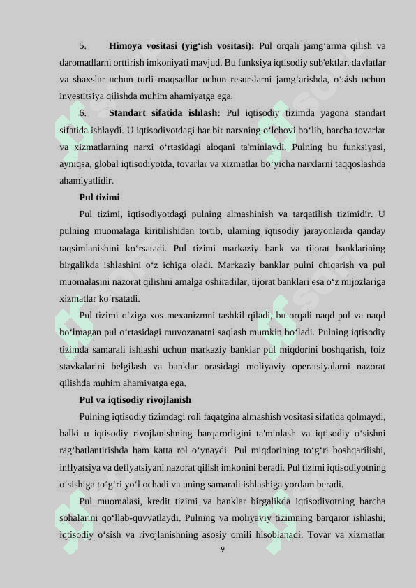 PUL MUOMALASI.KREDIT TIZIMI VA BANKLAR. 8
