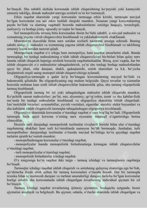 RAQOBAT VA MONOPOLIYA mavzusida mustaqil ish 2
