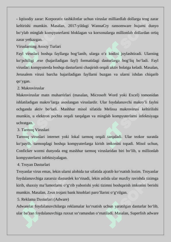 Virus va antivirus dasturlar. Arxivatorlar. 6