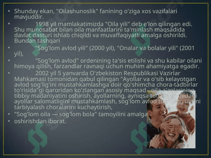 Oila va uning asosiy funksiyasi 7