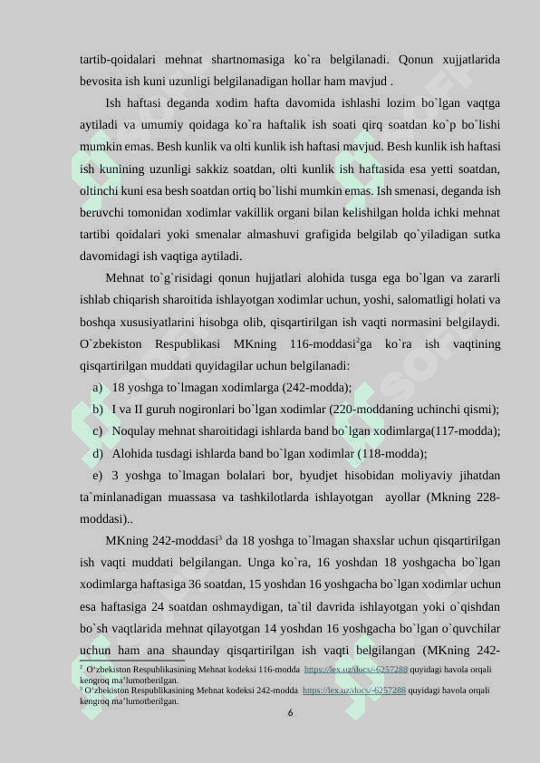 ISH VAQTI TURLARI, DAVOMILIGI, DAM OLISH VA TA’TILLARNING INSON HAYOTIDAGI O‘RNI 6
