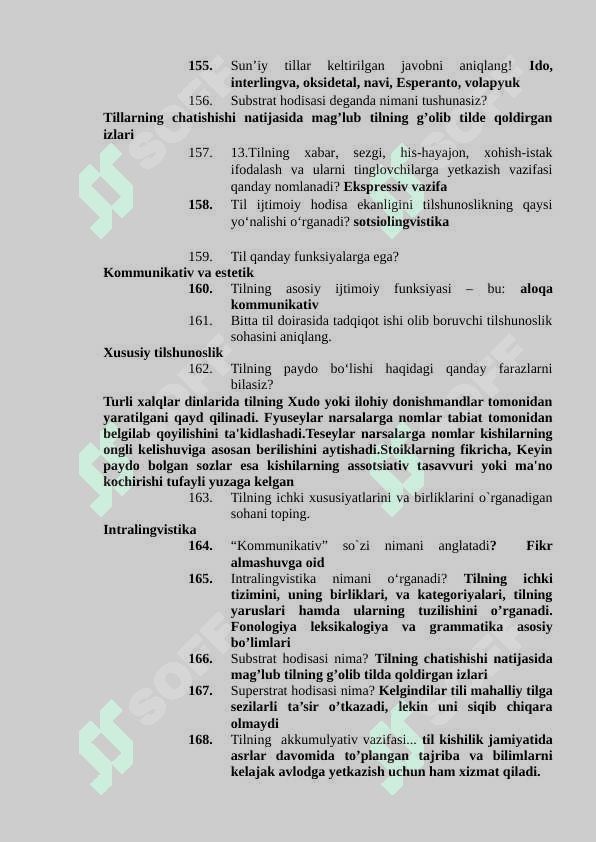TILSHUNOSLIK FANIDAN TESTLAR 8