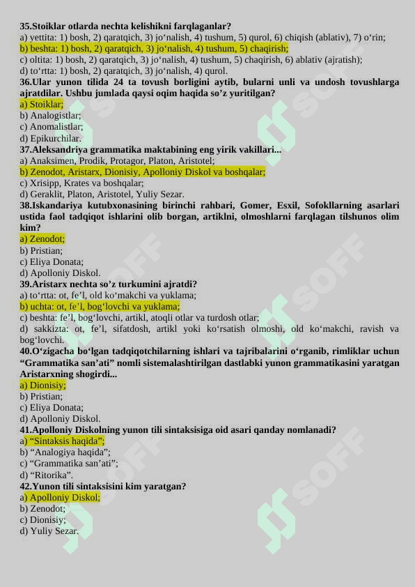 Tilshunoslik savollar va javoblar 5