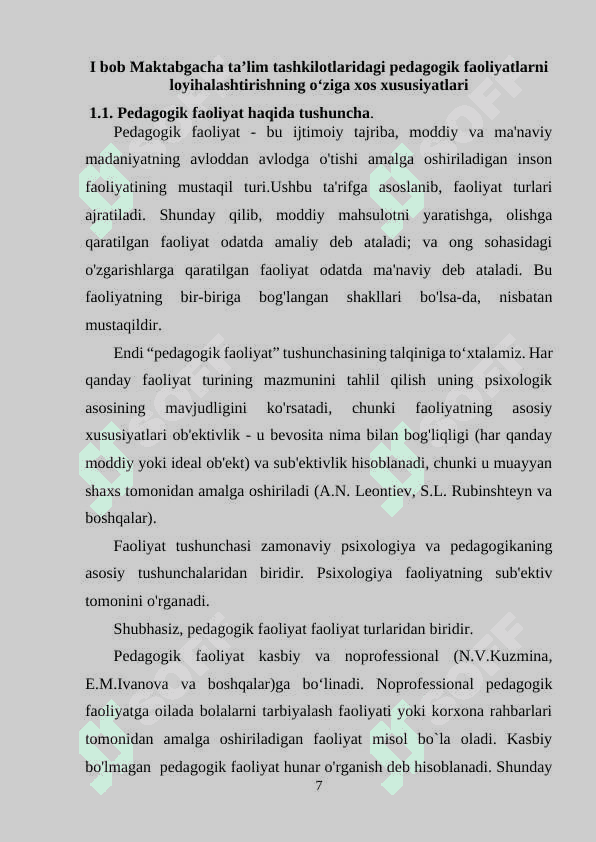 Maktabgacha ta`lim tashkilotlaridagi pedagogik faoliyatlarni loyihalashtirish 7