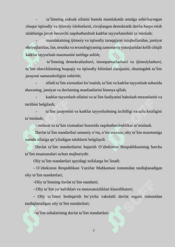 Ta’lim tizimidagi standartlar 7