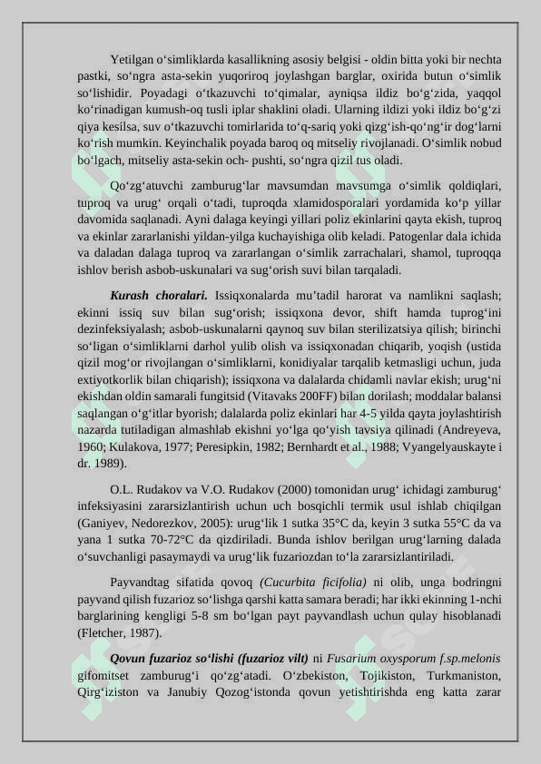 Poliz ekinlari kasalliklari va ularga qarshi kurash choralari 4