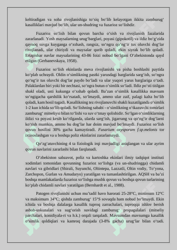 Poliz ekinlari kasalliklari va ularga qarshi kurash choralari 5