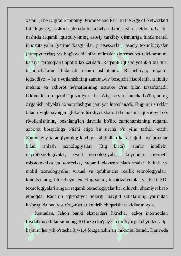 Raqamli iqtisodiyotni rivojlantirishda axborot kommunikatsiya texnologiyalarini o‘rni. 3