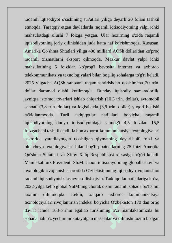 Raqamli iqtisodiyotni rivojlantirishda axborot kommunikatsiya texnologiyalarini o‘rni. 4