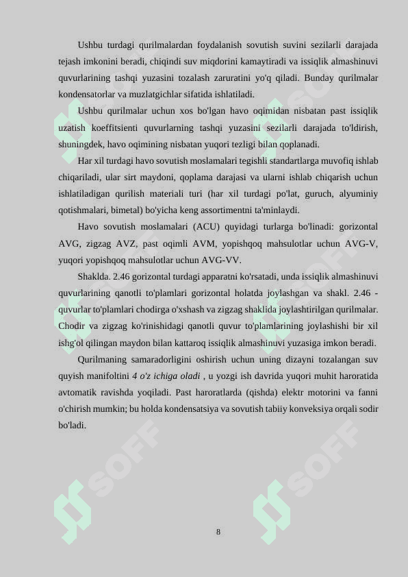 HAVOLI SOVITISH QURILMASI TUZILISHI VA PARAMETRLARI TAHLILI 8