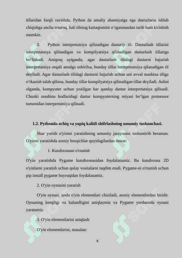 Python dasturlash tilida ochiq kalitli shifrlash va deshifrlash usullarini qo’llash dasturini yaratish 8