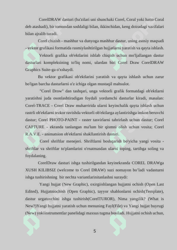 corel draw dasturida obyektlar va matnlar ishlash 5