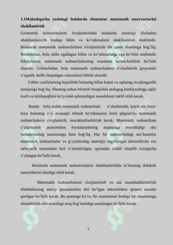 Maktabgacha yoshdagi bolalarda matematik tasavvurlarni shakllantirishning mazmuni 5