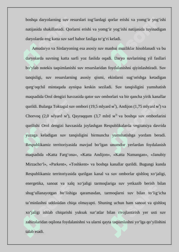 Suv manbalari va inshootlari sanitariya muxofaza xududlari. 3