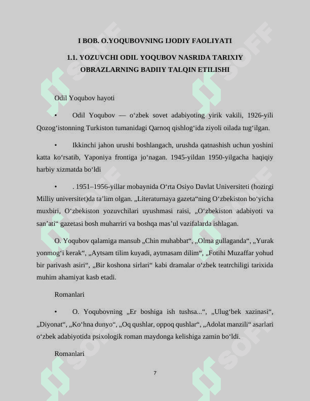 ODIL YOQUBOV- TARIXIY ROMANLAR USTASI 7