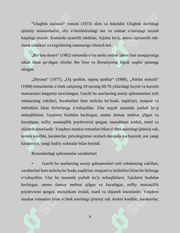 ODIL YOQUBOV- TARIXIY ROMANLAR USTASI 8