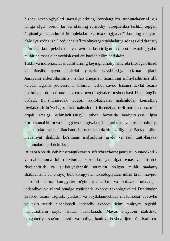 texnik tizimlarda qo'llaniladigan asosiy dasturiy platformalar va ularning raqamlashtirish 4