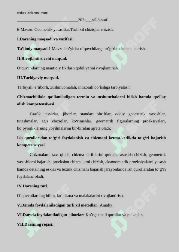 Geometrik yasashlar. Turli xil chiziqlar chizish 2