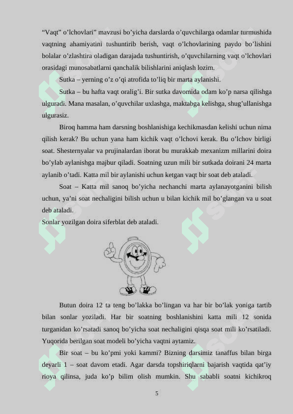 Uchinchi sinfda vaqt o`lchovlari 5
