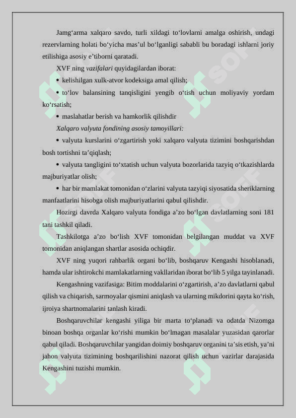 Xalqaro moliya va jahon taraqqiyotida uning o‘rni va ahamiyati. 8