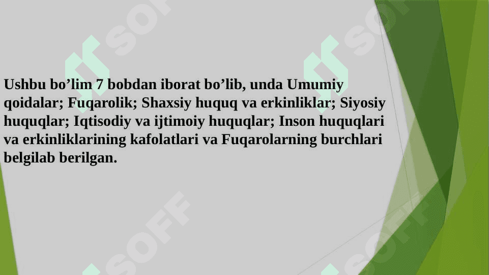 Fuqarolarning huquq va erkinliklarning konstitutsiyada kafolatlanishi hamda fuqarolarning burchlari 4