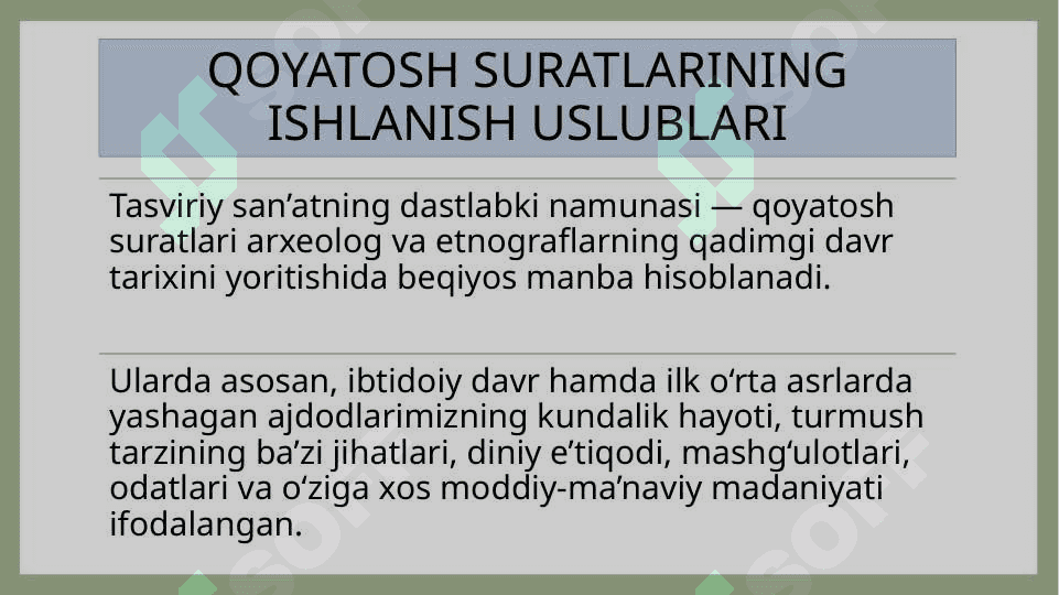 QOYATOSH SURATLARINING ISHLANISH USLUBLARI 2