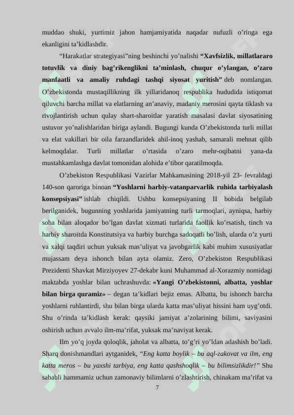 Yangi O’zbekistonning milliy g’oyasini yaratish davr talabi 7