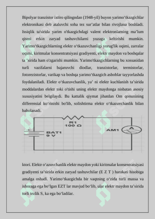 Yarim o'tkazgichli tranzistorlarning ishlash prinsiplari 2
