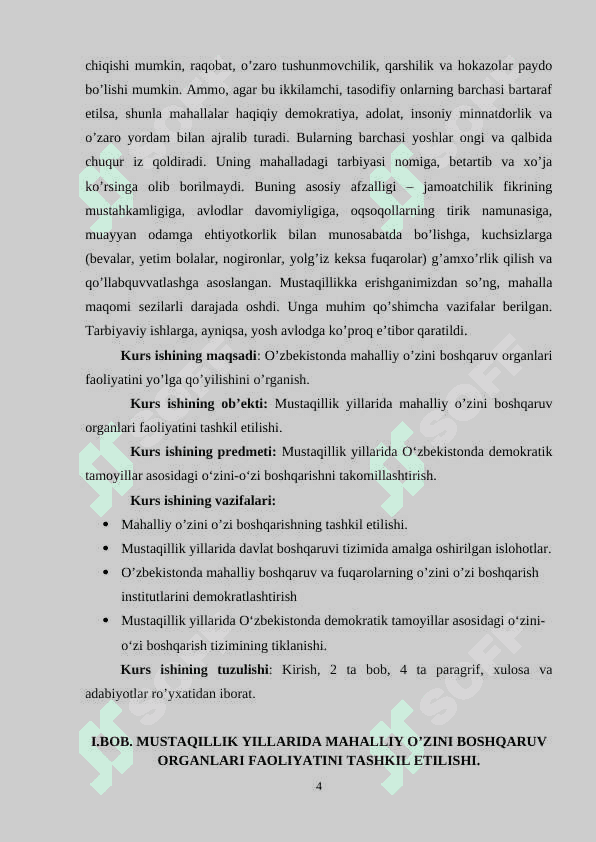 O’zbekistonda mahalliy o’zini boshqaruv organlari faoliyatini yo’lga qo’yilishi 4