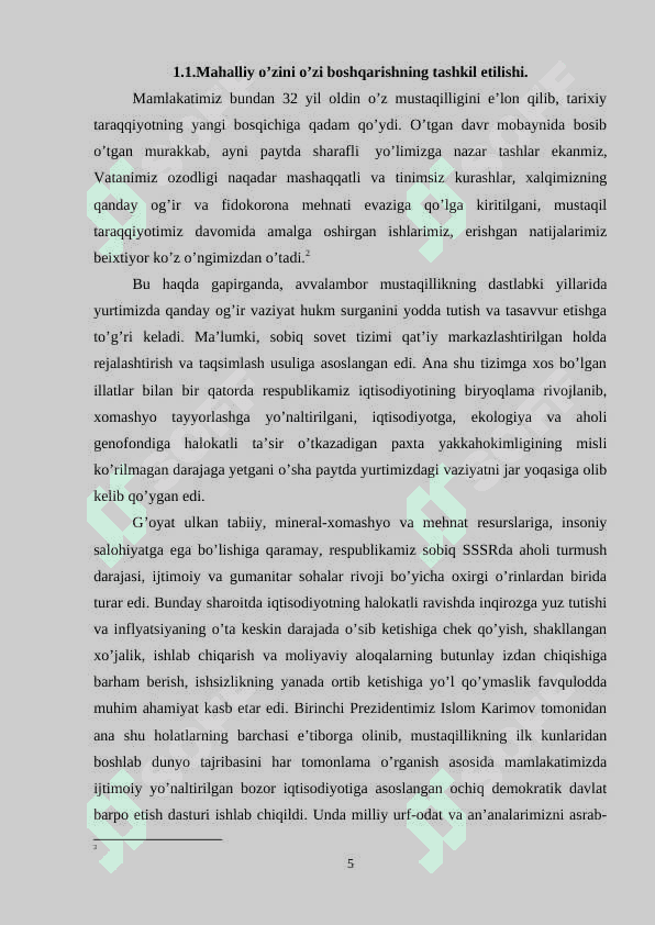 O’zbekistonda mahalliy o’zini boshqaruv organlari faoliyatini yo’lga qo’yilishi 5
