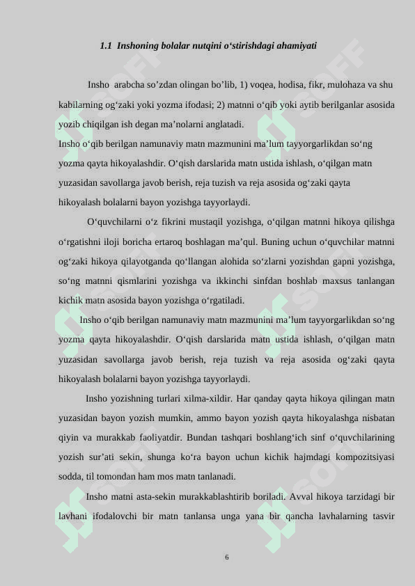 BOSHLANG’ICH SINFLARDA INSHO YOZISHGA O’RGATISH 6