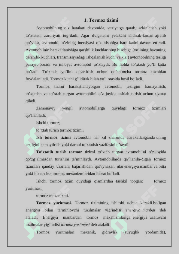 Zamonaviy avtomobillarning ishchi tormoz tizmi 2