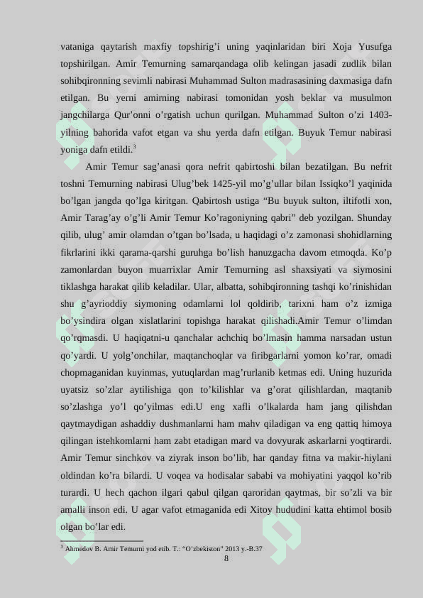 Amir Temur saltanatining parchalanishi 8