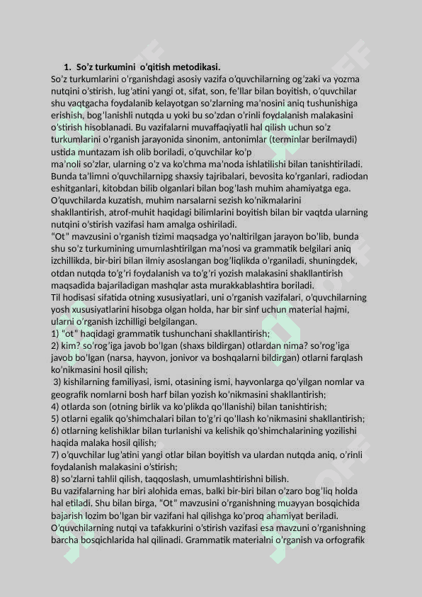 Boshlang’ich sinflarda “ot”  mavzusini o’rgatish metodikasi mavzusidagi 4