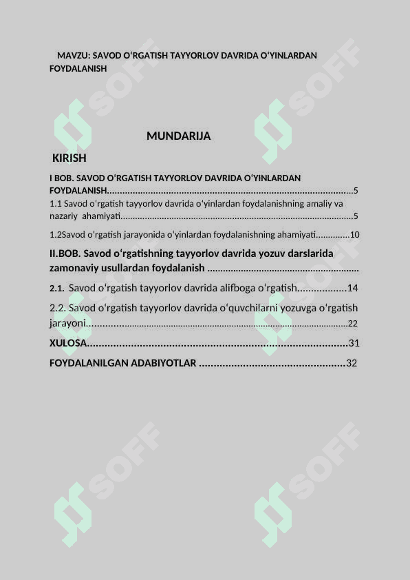 SAVOD OʻRGATISH TAYYORLOV DAVRIDA OʻYINLARDAN FOYDALANISH 2