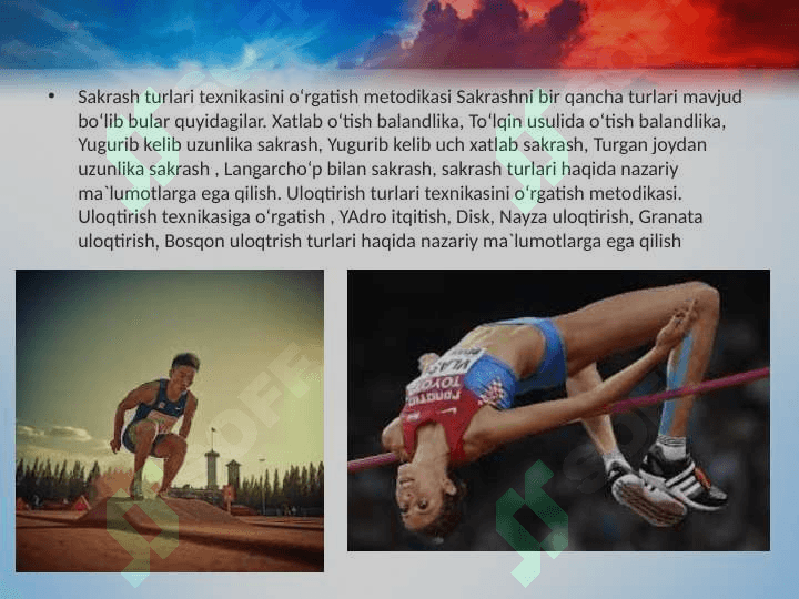 Ta'lim muassasalarida yengil atletika mashg'ulotlarini tashkil qilish va o'tkazish 4