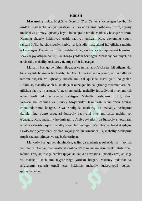 XIVA XONLIGIDA MARKAZIY VA MAHALLIY BOSHQARUV TIZIMI 2