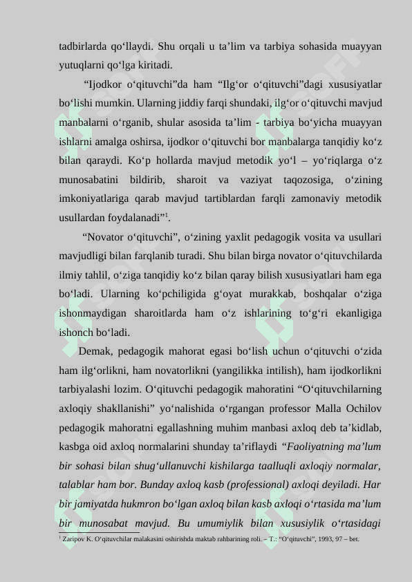 O‘qituvchilik faoliyatining tizimi, kasbiy mahorati haqida tushuncha 3
